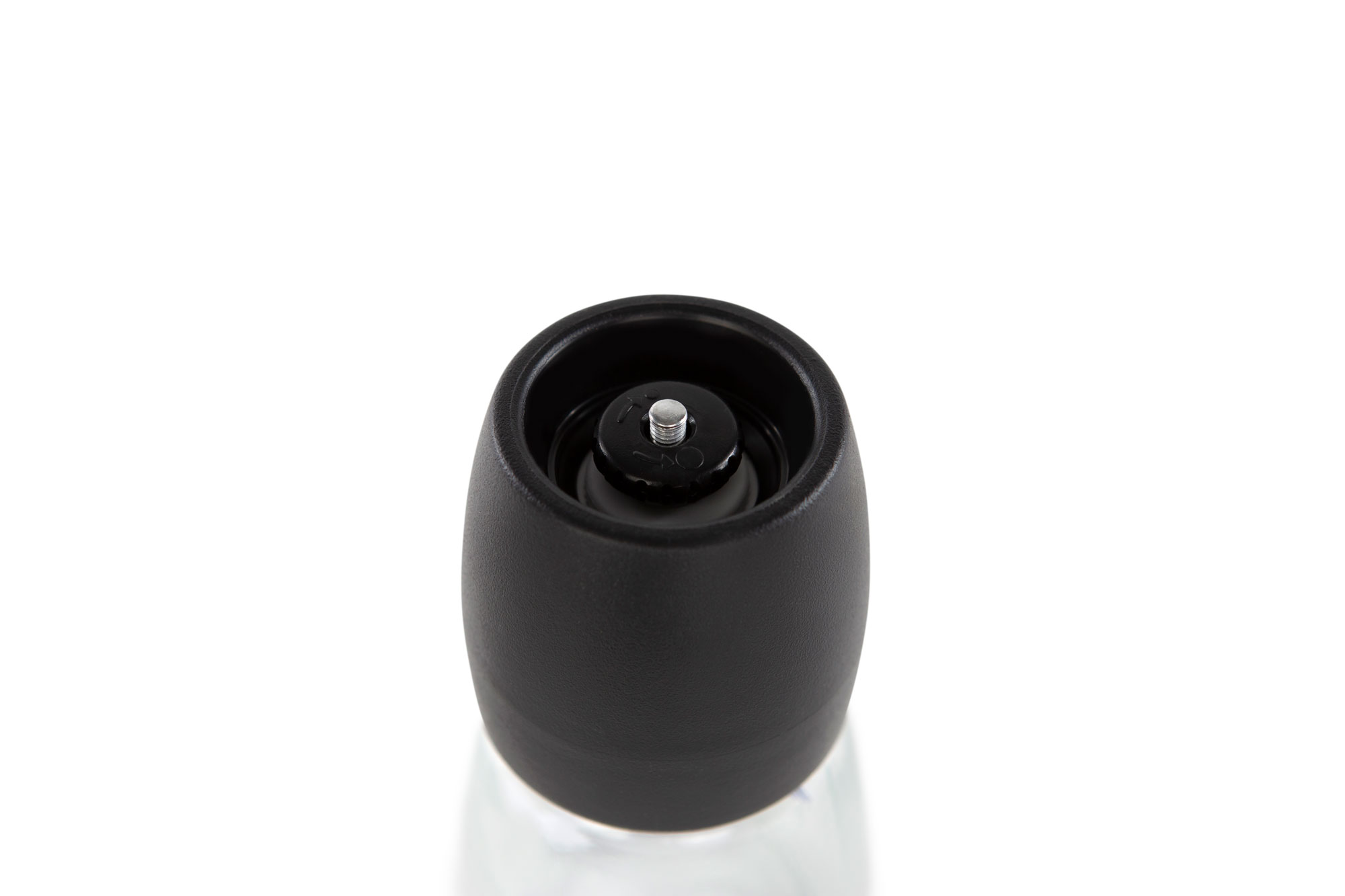 IKEA IHÄRDIG Gewürzmühle, Glas mit schwarzem Deckel, 12,5 cm hoch