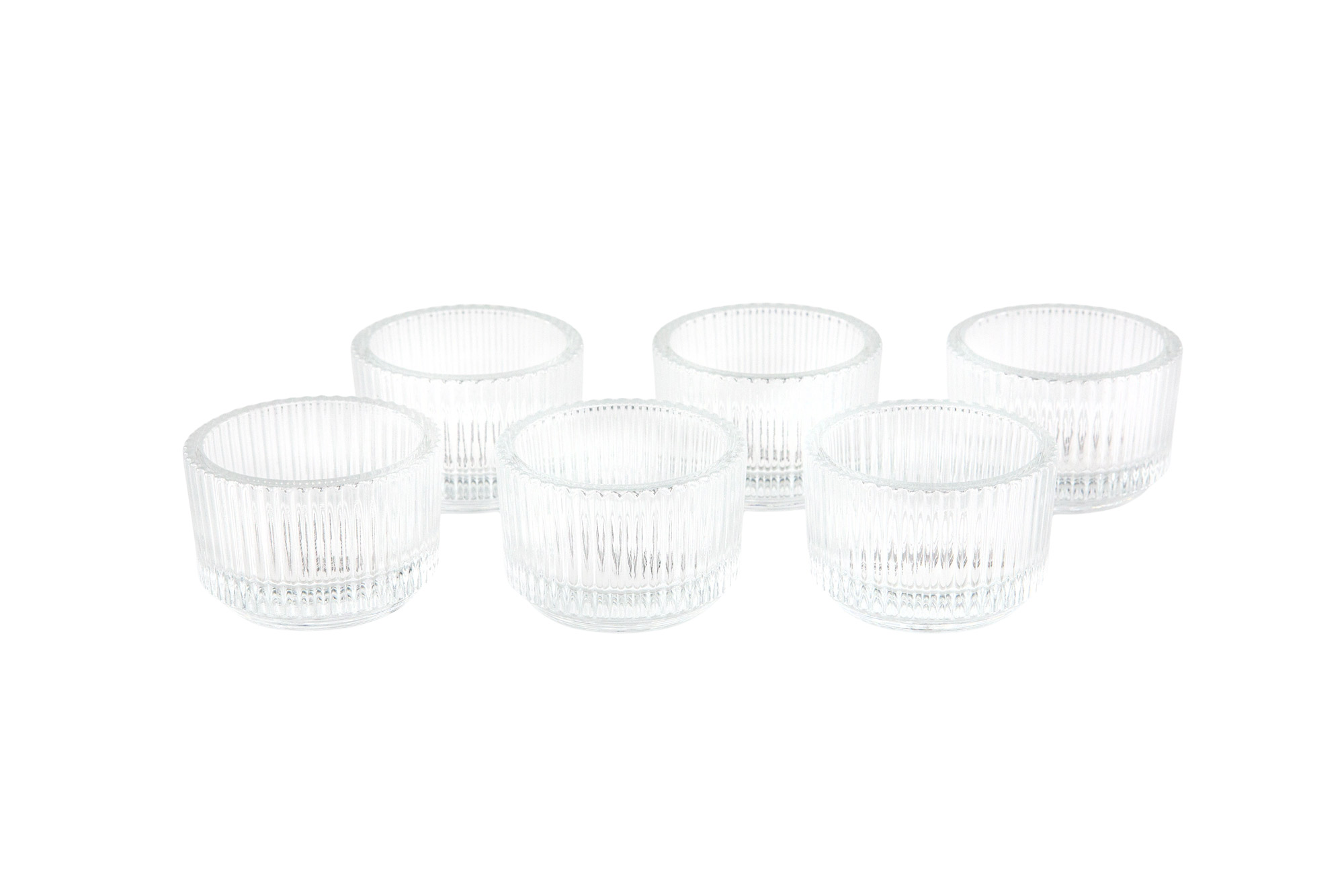 IKEA FINSMAK Teelichthalter aus geriffeltem Glas 6er Set - stapelbar  