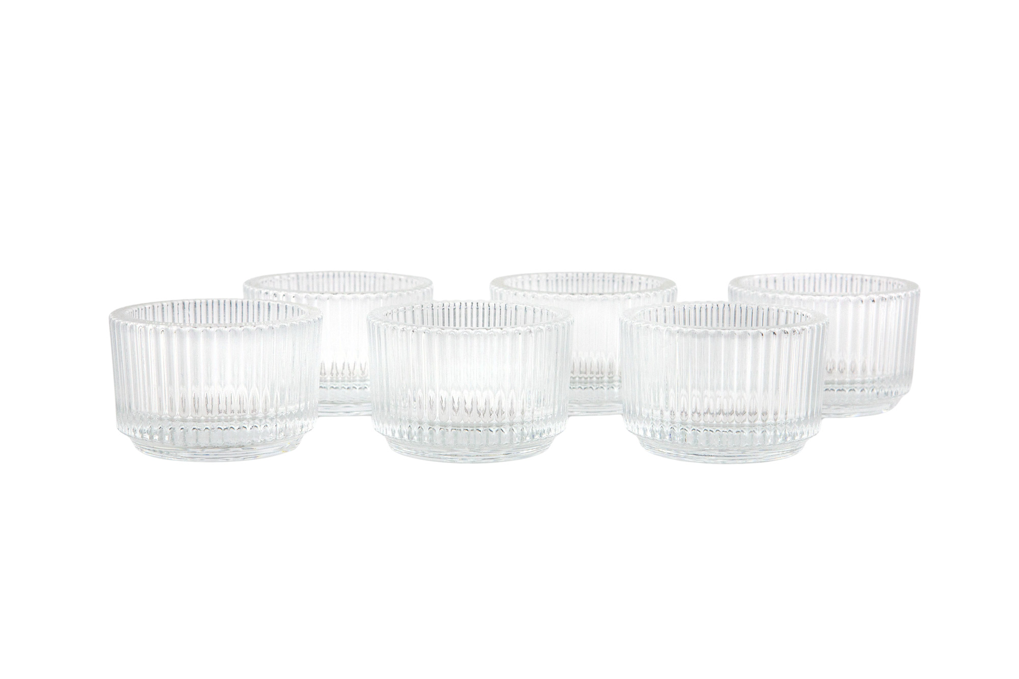 IKEA FINSMAK Teelichthalter aus geriffeltem Glas 6er Set - stapelbar  